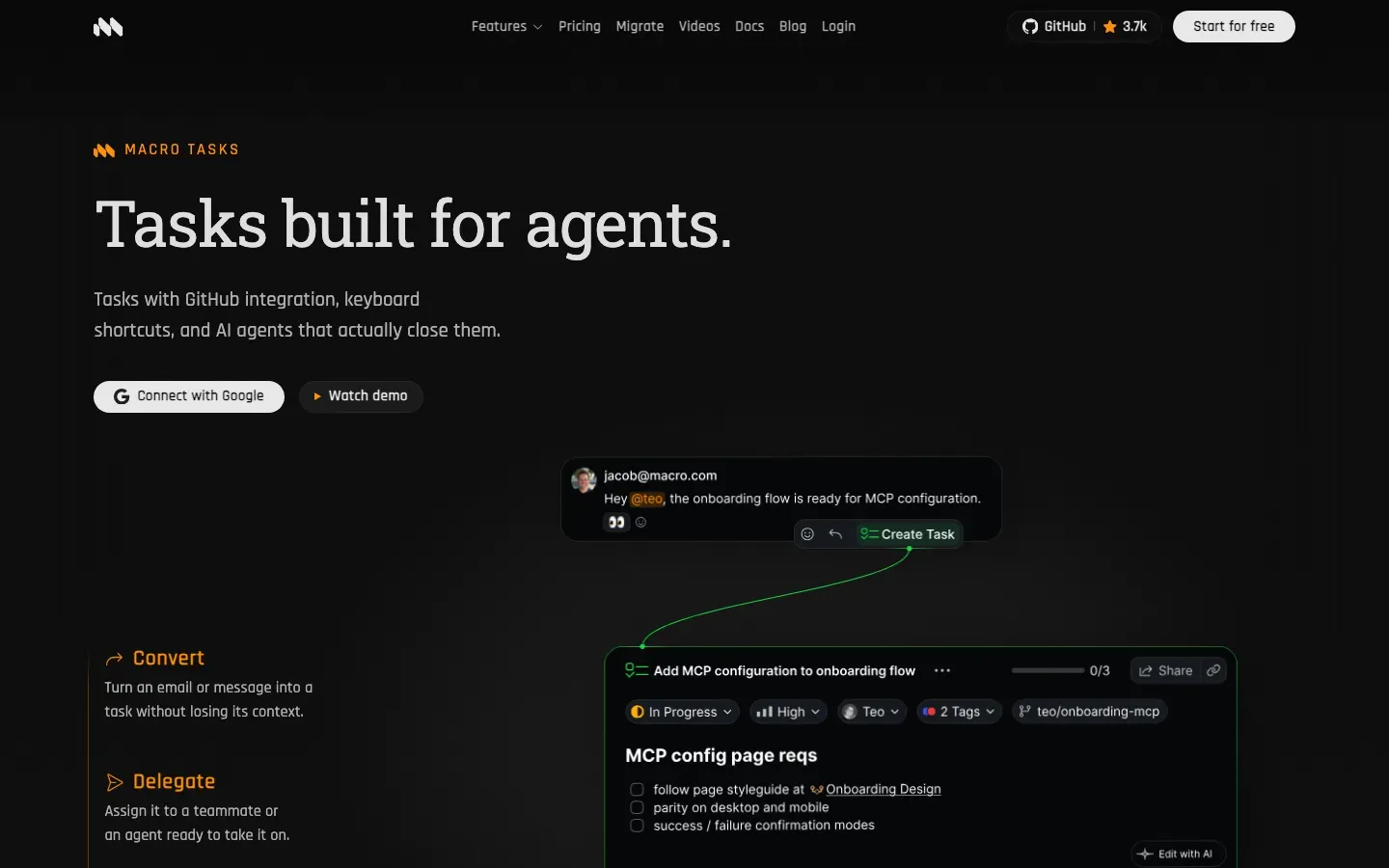Homepage of Macro Tasks