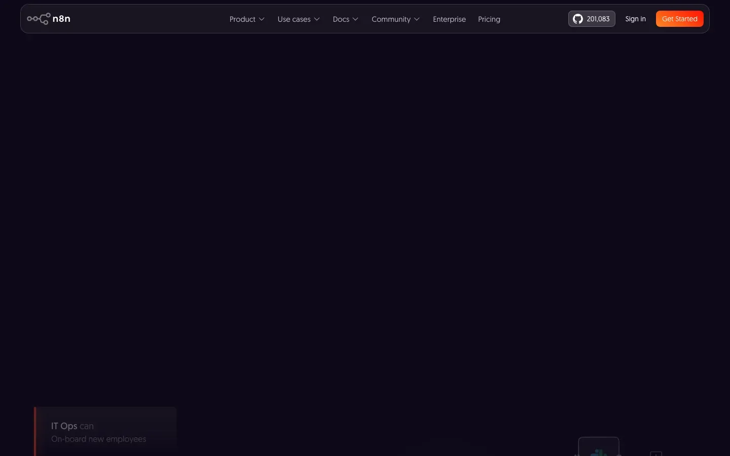 Homepage of n8n