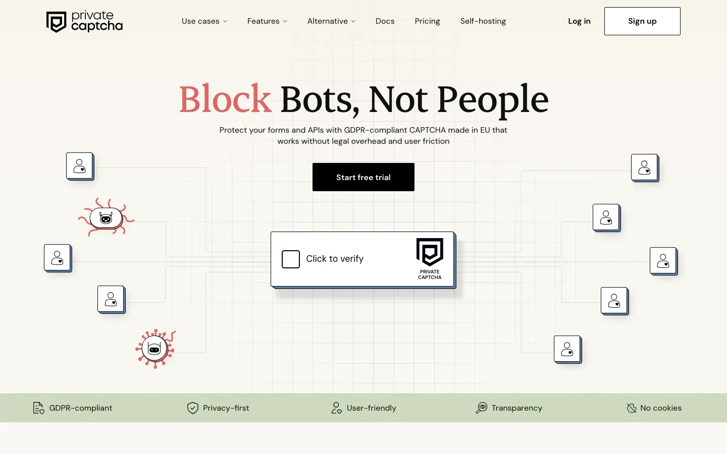 Homepage of Private Captcha