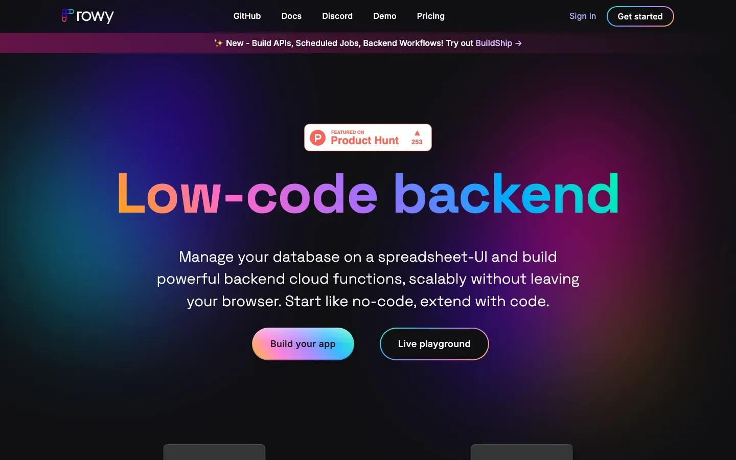 Homepage of Rowy