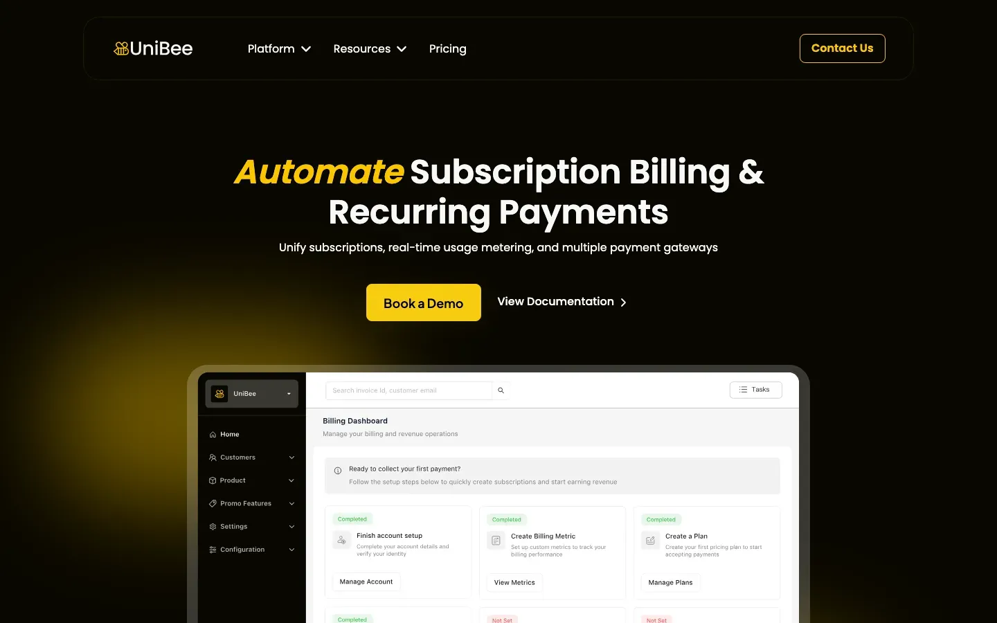 Homepage of UniBee